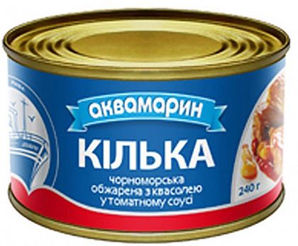 Кілька Аквамарин з квасолею в томатному соусі 230 г
