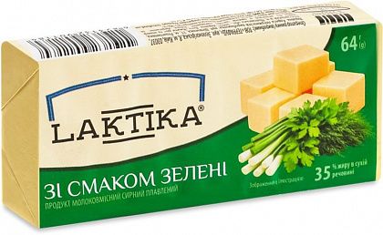 Продукт сирний плавлений "LAKTIKA" зі смаком зелені 64 г 35%