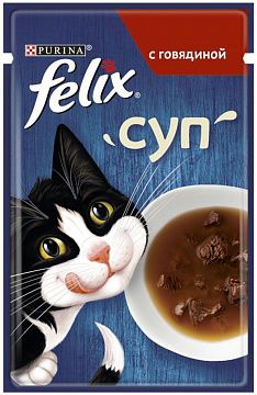 Вологий корм "Felix" Суп з яловичиною, для дорослих котів 48 г 30 шт
