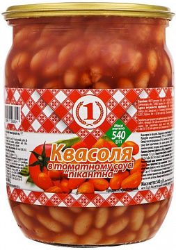 Квасоля "ТМ 1" Пікантна в томатному соусі 540 г