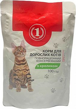 Вологий корм "ТМ 1" з кроликом, для дорослих котів 100 г