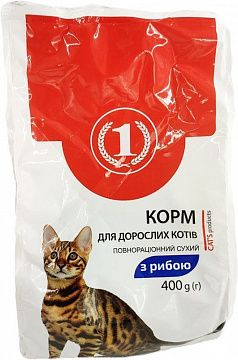 Сухий корм "ТМ 1" з рибою, для котів 400 г