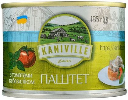 Паштет "Kaniville" м'ясний з томатами та базиліком 185 г