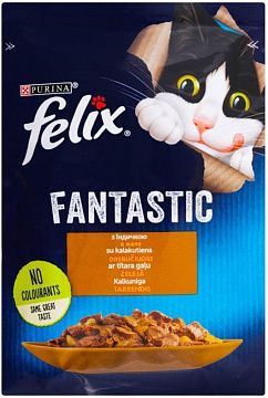 Вологий корм "Felix" Fantastic з індичкою в желе, для дорослих котів 85 г 26 шт