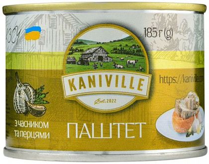Паштет "Kaniville" м'ясний з часником та перцями 185 г