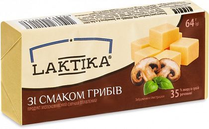 Продукт сирний плавлений "LAKTIKA" зі смаком грибів 64 г 35%