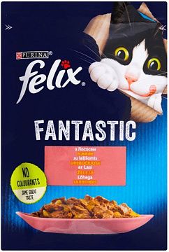 Вологий корм "Felix" Fantastic з лососем в желе, для дорослих котів 85 г 26 шт