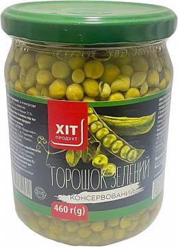 Горошок "Хіт продукт" зелений консервований 460 г