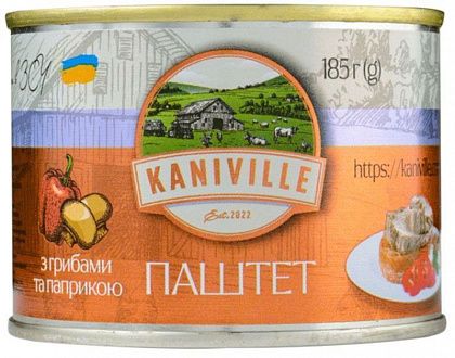 Паштет "Kaniville" м'ясний з грибами та паприкою 185 г